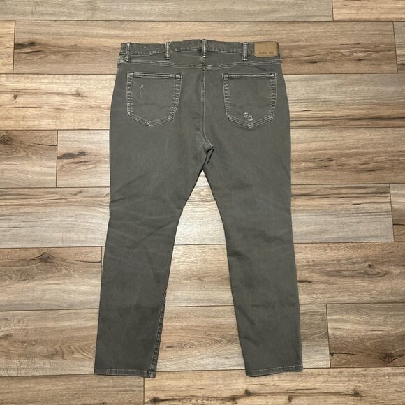 American Eagle AE Athletic Skinny Denim Jeans SZ 40x30 Olive Green Distressed - Picture 7 of 12